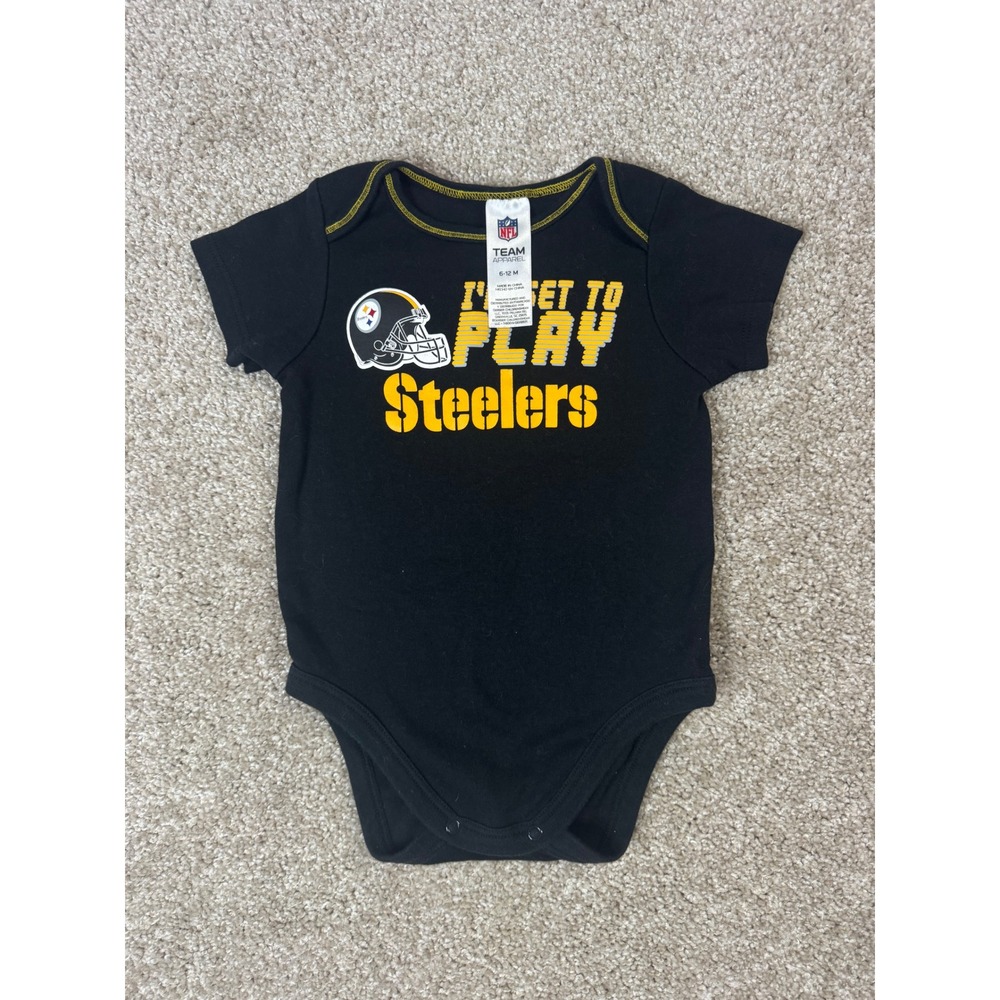 NFL Team Apparel Pittsburgh Steelers Infant Bodysuit Black 6-12M Short Sleeve